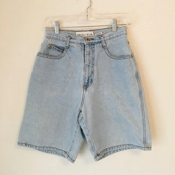 🐋VTG 90s Blue Anchor hi rise denim shorts - Picture 2 of 10